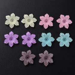 Transparent Acrylic Beads, Frosted, Flower, Mixed Color, 21x19x5.5mm, Hole: 1.6mm, about 930pcs/500g