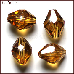 Imitation österreichischen Kristallperlen, Klasse aaa, facettiert, Doppelkegel, dunkelgolden, 10x13 mm, Bohrung: 0.9~1 mm