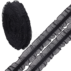 Gorgecraft 10 Meter Spitzenbesatz, Kantenbesatz aus Polyester-Spitzenband, zum Nähen und Hochzeitsdekoration, Schwarz, 25x1 mm