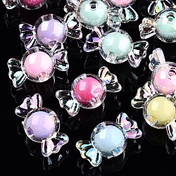 Perles en acrylique transparente, Perle en bourrelet, candy, couleur ab , couleur mixte, 11.5x21x12mm, Trou: 2.5mm, environ 380 pcs/500 g