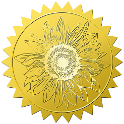 12 Blatt selbstklebende Aufkleber mit Goldfolienprägung, Dekorative Aufkleber mit runder Punktmedaille für das Siegel von Umschlagkarten, Blume, Größe: ca. 165x211 mm, Aufkleber: 50mm, 12pcs / Blatt