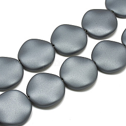 Gummierten Stil Acryl-Perlen, wellenförmige Abstandhalter, Flachrund, Grau, 30x6.5 mm, Bohrung: 2 mm