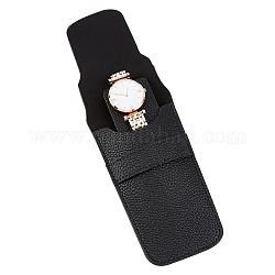 Sacs de rangement portables en cuir pu pour montre simple, organisateur de boîtier de voyage de montre de style enveloppe pour hommes et femmes, noir, 14x7.8x0.65 cm