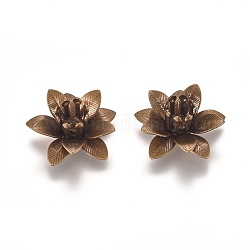 3d Messingperlenkappen, Blume, Multi-Blütenblatt, Antik Bronze, Fach: 5 mm, 16x6.5 mm, Bohrung: 0.8 mm