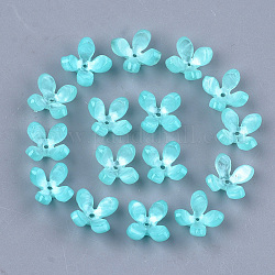Tappi di perline di acetato di cellulosa (resina), 4 -petal, fiore, cielo blu, 13x13x3mm, Foro: 1 mm