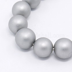 Chapelets de perles rondes en coquille mate, gris clair, 12mm, Trou: 1mm, environ 33 / pcs brins, 15.7 pouce