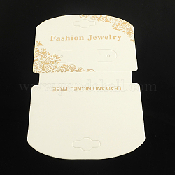 Rectangle Shape Cardboard Necklace Display Cards, White, 119x69x0.8mm