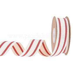 Cotton Ribbon, Handmade Sweater Ribbon Trim Decoration, for DIY, Package, Stripe Pattern, Red, 1 inch(25mm), about 10 yards/roll
