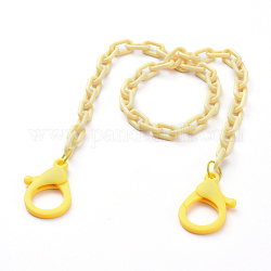 Colliers de chaîne de câble en plastique ABS personnalisés, chaînes de lunettes, chaînes de sac à main, avec fermoirs à pince en plastique, jaune, 18.11~18.5 pouce (46~47 cm)