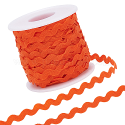 Garniture de franges de flexion de vague de gorgecraft, ruban à coudre, avec des bobines vides en plastique, orange, 3/16 pouce ~ 3/8 pouces (5~8.5 mm), environ 25 m / brin, 1 brin