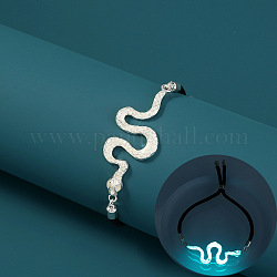 Bracelet coulissant serpent en alliage lumineux, bracelet réglable phosphorescent pour femme, couleur d'argent, 10-1/4 pouce (26 cm)