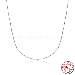 925 collares de cadenas satélite de plata de ley., plata, 15.75 pulgada (40 cm)