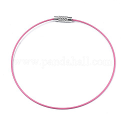 Стальной проволоки браслет шнура поделки материалы для ювелирных изделий , с латунной застежкой винт, розовый жемчуг, 225x1 мм