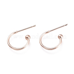 304 Stainless Steel Earring Hooks, Rose Gold, 12.5x18.5x2.5mm, Pin: 0.8mm