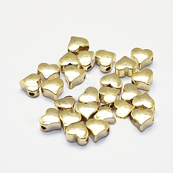 Perles en laiton plaqué durable, véritable 18k plaqué or, sans plomb et sans nickel, cœur, 5.5x6x3.5mm, Trou: 1.5mm