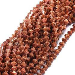Perle sintetiche Goldstone fili, sfaccettato, bicono, 4x4mm, Foro: 0.7 mm, circa 105pcs/filo, 15.35'' (39 cm)