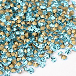 Parte posterior plateada grado a Diamante de imitación de cristal en punta, aguamarina, 3~3.2mm, aproximamente 1440 unidades / bolsa