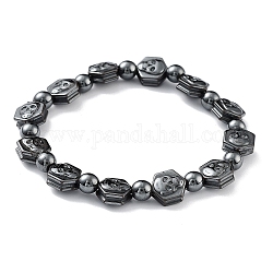 Nichtmagnetischen synthetischer Hämatit Perlen Armbänder stretch, Schädel, Innendurchmesser: 2-1/8 Zoll (5.5 cm)
