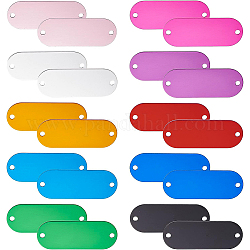 Benecreat 20 stücke 10 farben aluminium stecker charme, leere Hundemarke, Mischfarbe, 51x19x1 mm, Bohrung: 3 mm, 2 Stk. je Farbe