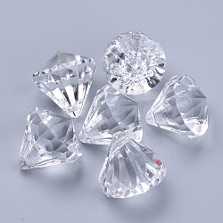 透明なアクリルパーツ  多面カット  ダイヤモンド  透明  26x24mm  穴：2.5mm  約80個/500g