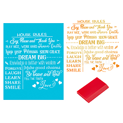 GORGECRAFT House Rules Silk Screen Stencils Kit Include Self Adhesive Silkscreen Stencils and Reusable Screen Printing Squeegees Printing Tools for Applying Chalk Paste or Ink
