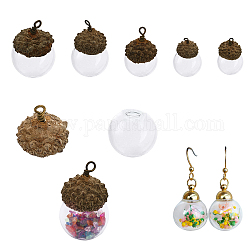Chgcraft 5 комплект, 5 стильных подвески из стеклянных шариков с желудями, пустые прозрачные стеклянные шарики, подвески в форме флаконов, подвески в виде бутылки желаний с крышками для изготовления ожерелья, сережек, длина от 26мм до 40мм
