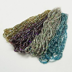 Electroplate Glass Beads Strands, AB Color Plated, Faceted, Cube, Mixed Color, 6x6x6mm, Hole: 1mm