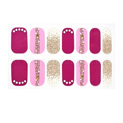 Avvolge le unghie ombre a copertura totale, strisce per unghie color polvere glitter, autoadesiva, per le decorazioni delle punte delle unghie, colorato, 24x8mm, 14pcs / scheda