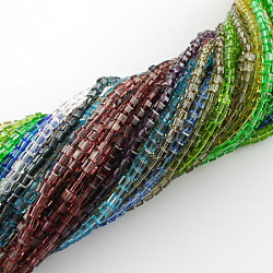 Glass Bead Strands, Faceted, Cube, Mixed Color, 6x6x6mm, Hole: 1mm, about 100pcs/strand, 22 inch