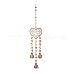 Herz hängender Kristall-Kronleuchter-Anhänger, mit Prismen hängenden Kugeln, für zu Hause Fensterbeleuchtung Dekoration, Champagner-Gold, 420 mm