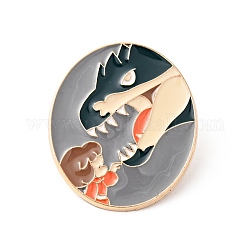 Pin de esmalte de dinosaurio, insignia de aleación chapada en oro claro para ropa de mochila, gris pizarra oscuro, 30.5x36x1.5mm