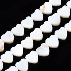 Eau douce naturelle de coquillage perles brins, cœur, 8x8x3mm, Trou: 0.8mm, Environ 44 pcs/chapelet, 14.37 pouce (36.5~37 cm)
