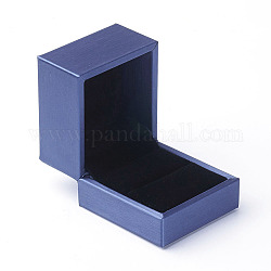 Пу кожаные кольца коробки, прямоугольные, королевский синий, 6.05x6.6x5.1 см