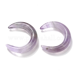 Perle di ametista naturale, Senza Buco, per filo avvolto processo pendente, doppio corno / mezzaluna, 31x28x6.5mm