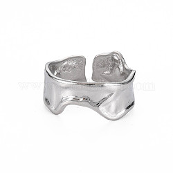 304 Stainless Steel Irregular Cuff Ring, Wide Band Open Ring for Women, Stainless Steel Color, US Size 9(18.9mm)