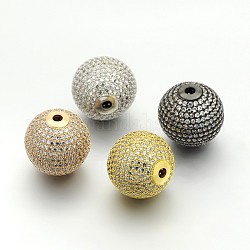 Messing Mikro ebnen Zirkonia runde Perlen, cadmiumfrei und bleifrei, Transparent, Mischfarbe, 20 mm, Bohrung: 3 mm