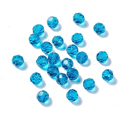 Perles d'imitation cristal autrichien, grade AAA, facetté (32 facettes), ronde, Dodger bleu, 8mm, Trou: 0.9~1.4mm