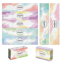 90 pz 9 stili etichetta di carta sapone motivo macchia di vernice, involucri di sapone di carta, rettangolo, per imballaggi di sapone, colore misto, 210x50mm, 10pcs / style