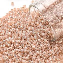 Toho perles de rocaille rondes, Perles de rocaille japonais, (2111) pêche laiteuse doublée d'argent, 11/0, 2.2mm, Trou: 0.8mm, à propos 1110pcs / bouteille, 10 g / bouteille