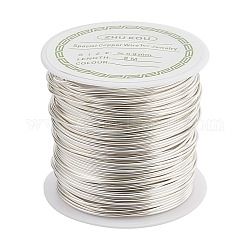 Round Copper Wire Copper Beading Wire for Jewelry Making, Long-Lasting Plated, Silver Color Plated, 20 Gauge, 0.8mm, about 26.24 Feet(8m)/roll