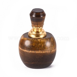 Natürliche, per Tigerauge zu öffnende Parfümflasche, mit Glasröhrchen und Messingfunden, Flasche, 63~65x40.5~41x33~33.5 mm, Kapazität: 2 ml (0.07 fl. oz)