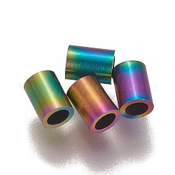 Revestimiento iónico (ip) 304 tubo de acero inoxidable perlas, color del arco iris, 4x3mm, agujero: 2 mm