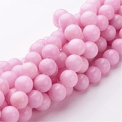 Chapelets de perles rondes en jade de Mashan naturelle, teinte, perle rose, 4mm, Trou: 1mm, Environ 98 pcs/chapelet, 15.7 pouce