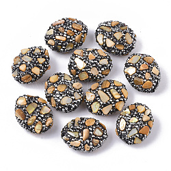 Polymer Ton Strass Perlen, mit Schalenchips, Oval, orange, 24~26x18~21x11~14 mm, Bohrung: 1.4 mm