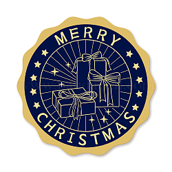 自己接着金箔エンボスステッカー  メダル装飾ステッカー  フラットラウンド  クリスマステーマの模様  5x5cm