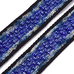 Cinta de nylon, con abalorios de cristal de la semilla, azul oscuro, 3/4 pulgada (19~20 mm)