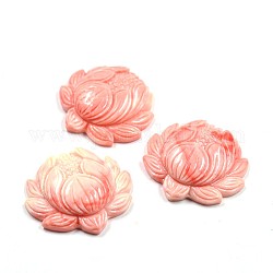 Lotus Flower Dyed Synthetical Coral Pendants, Pink, 33x35x9mm, Hole: 1mm