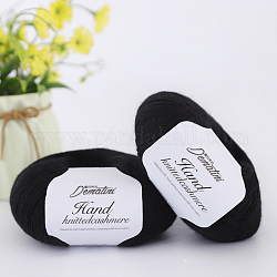 Wool Yarn for Sweater Hat, 4-Strands Wool Threads for Knitting Crochet Supplies, Black, about 656.17 Yards(600m)/Roll