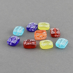 Transparent Acrylic Beads, Rectangle, Mixed Color, 12x9.5x5mm, Hole: 1.5mm, about 1016pcs/500g