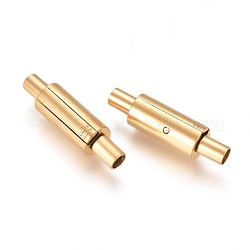 Matte Vacuum Plating 304 Stainless Steel Bayonet Clasps, Column, Matte Gold Color, 21x5.5mm, Hole: 2.5mm